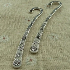 Free Ship 40 pcs tibetan silver flower bookmarks 81x16mm L-2742