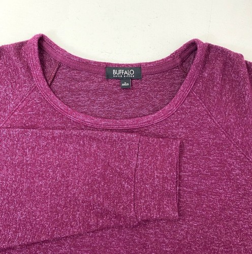 Buffalo David Bitton Men's Size L Solid Maroon Viscose Blend Crew-Neck T-Shirt - Picture 4 of 10