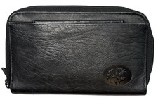Buxton Black Top Grain Cowhide Leather Double Zip Organizer Wallet NWOT