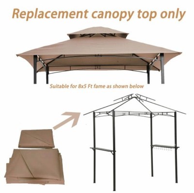 8x5Ft Outdoor Grill Gazebo Roof Cover Double Tiered BBQ Tent Canopy Replacement