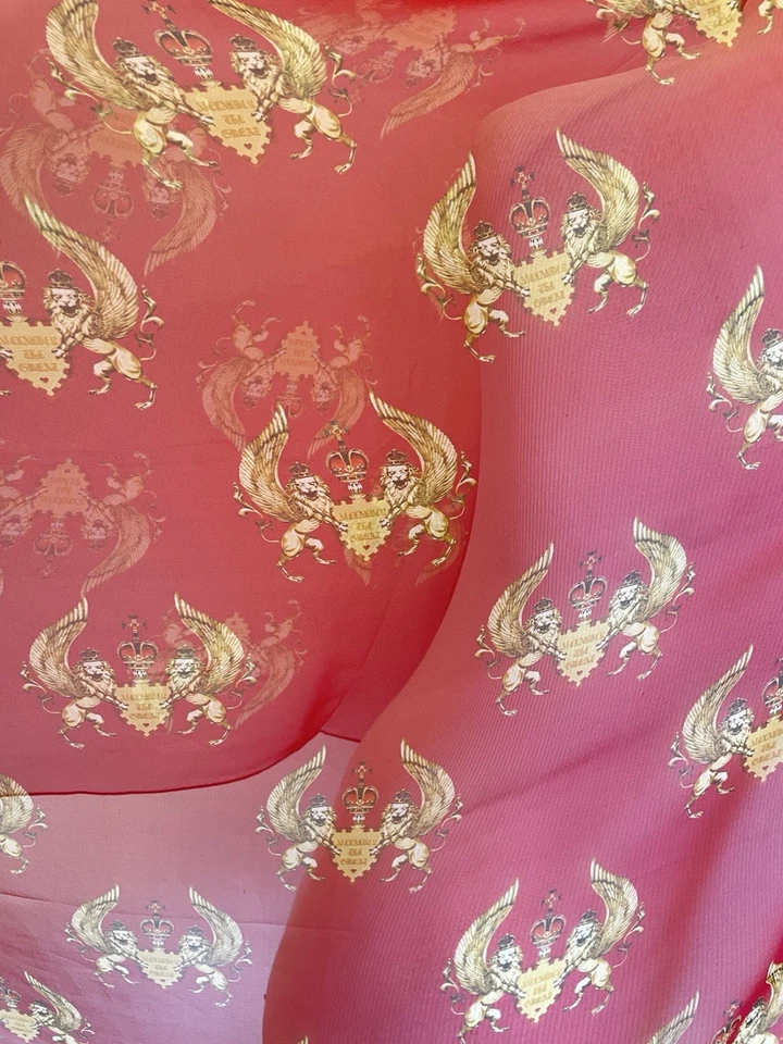 Alexander McQueen Bufanda de Gasa de Seda Rojo Dorado Estampado de Gallo Hecho en Italia Raro #A65 Foto 2 de 4