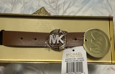 Michael Kors Belt Womens L/XL Brown 25MM Pave Logo Gift  display picture 2