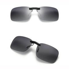Square Clip on Sunglasses Women Polarized Black Lens UV400 Night Vision Driving