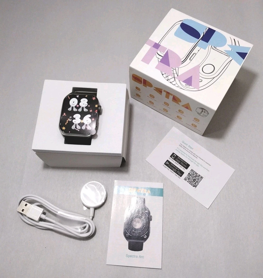 Spetra Arc Smart Watch For Men/Women, Waterproof Bluetooth iPhone Android -Black