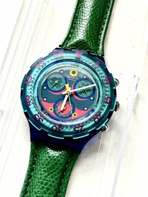 Vintage Swatch Aqua Chrono - SBN 100  - Blue Sky   - Neu Ungetragen
