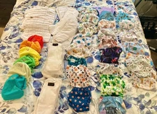 Cloth Diaper Lot with Pocket and Covers with inserts and prefolds included 
