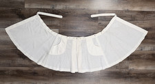 Vintage 70s Wrap Mini Skirt Size XL White Cotton Blend 34x17 Pockets Whims