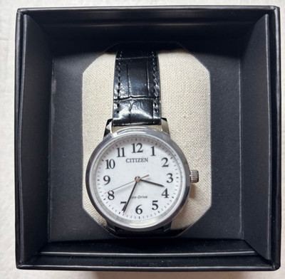 Citizen Eco-Drive Titanium BJ6541-15A White Dial Leather Men Watch Box Unused JP
