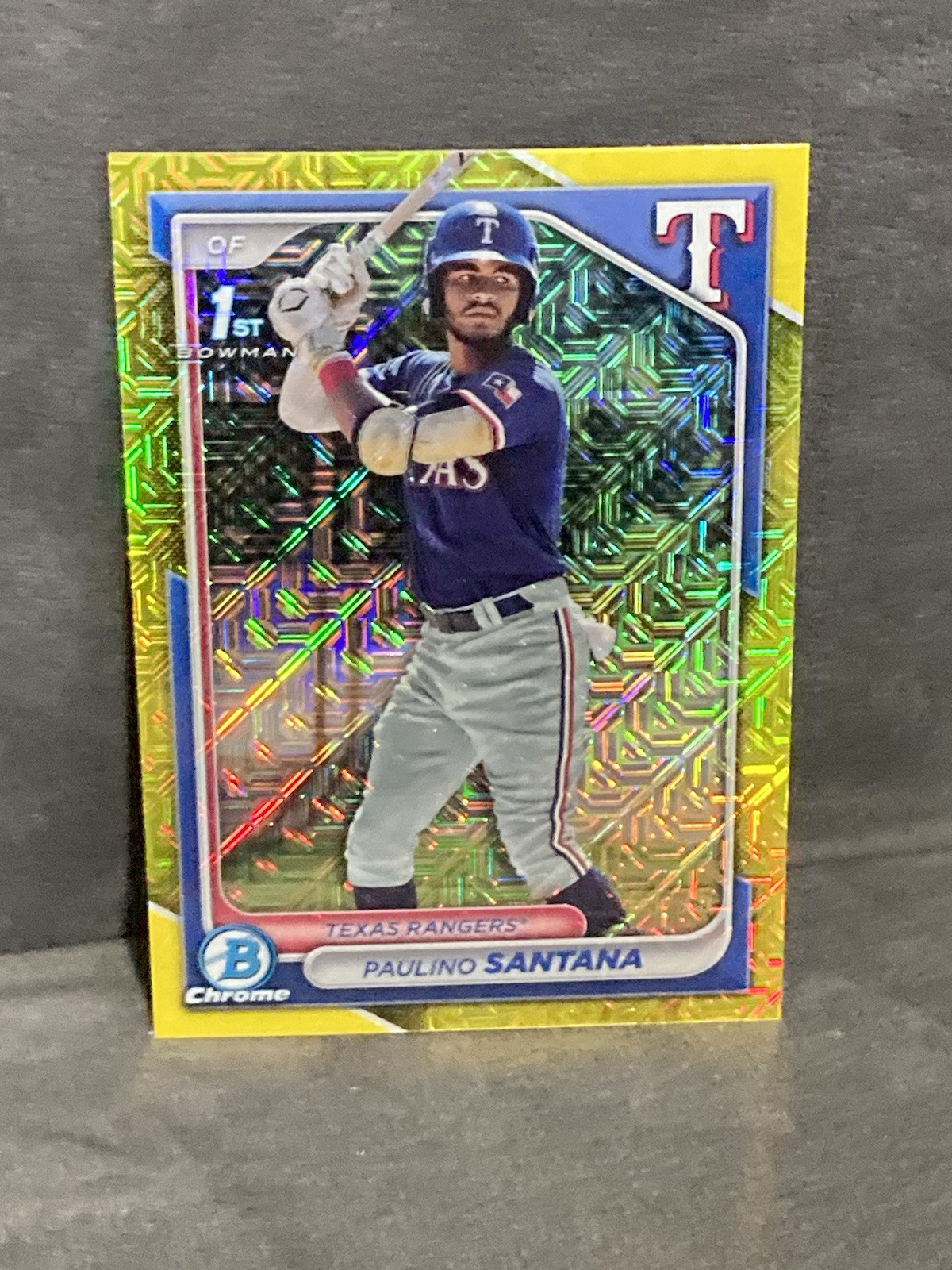 2024 Bowman Chrome Prospects Yellow /75 Mojo Refractor #BCP-245 Paulino Santana