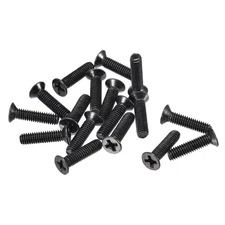 M4 x 16mm Phillips Flat Head Screws Carbon Steel Machine Screws Black 50pcs