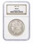 1881-S Morgan Silver Dollar $1 San Francisco S Mint Mark NGC MS 66 KM#110