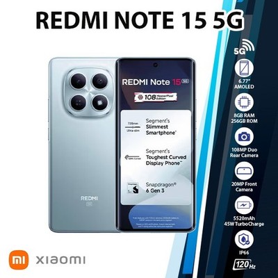 Xiaomi Redmi Note 15 5G Android Cell Phone (8GB+256GB/BLUE/Dual SIM/Unlocked)