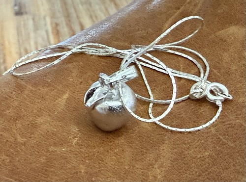 Vintage Solid 925 Sterling Silver 3D Apple Pendant Cobra Chain Necklace 19” In - Picture 6 of 18