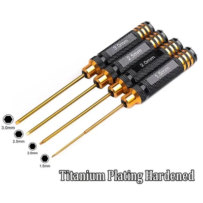 4PCS RC Tools Hex Screw Driver Set Titanium Plating Hardened 1.5 2.0 2.5 3.0 mm