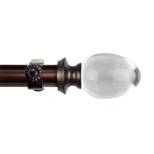 48 In. - 84 In. Adjustable Single Curtain Rod 1 In. Dia in Bronze with Ellis Fin