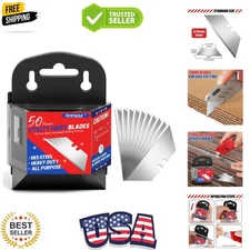 50 Pack Utility Knife Blades, SK5 Steel Box Cutter Blades with Dispenser, Sta...