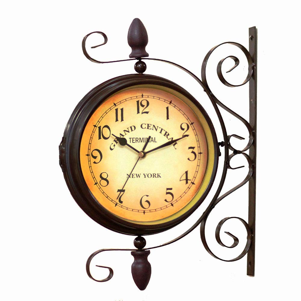 Vintage Double Sided Wall Clock Industrial Style