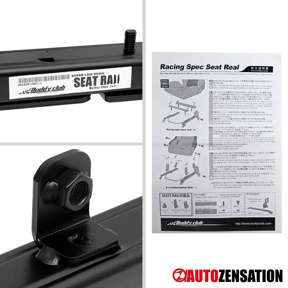 Left Side Fit 2016-2021 Honda Civic Buddy Club Racing Seat Rail Bracket Track Foto 3 de 3