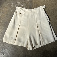Vintage 1930s White Shorts Bullocks Sportswear Hip Pocket Pleated High Waist
