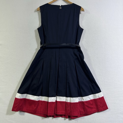 Tommy Hilfiger Plissee Fit & Flare Damen ärmelloses Kleid 12 Maritim Preppy - Bild 5 von 13