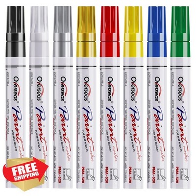 Overseas Paint Marker Pens 8 Colors Oil Based Permanent Waterproof Medium Tip