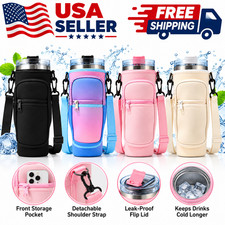 Adjustable Neoprene Water Bottle Carrier Bag Shoulder Strap Phone Holder Pouch