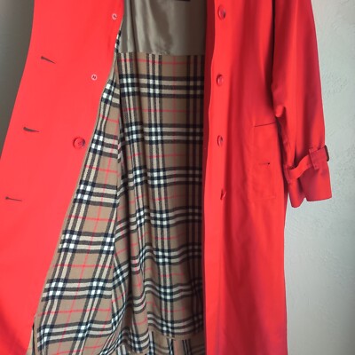 Vintage Red Burberry Trench Coat W/ Removable Wool Collar Vintage Red Burberry Trench Coat W/ Removable Wool Collar