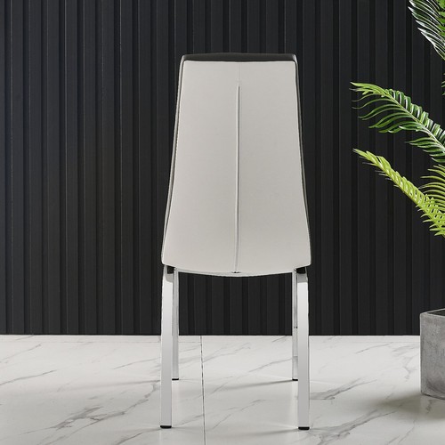 Dining Table Set Extending Grey/White Marble Effect Glass 6 Faux Leather Chairs - Picture 101 of 162