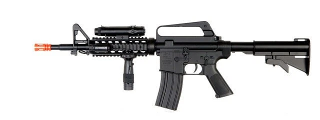 Well M16A4 M4 RIS Airsoft Spring Rifle Gun w/ Laser Flashlight Retractable  Stock | eBay