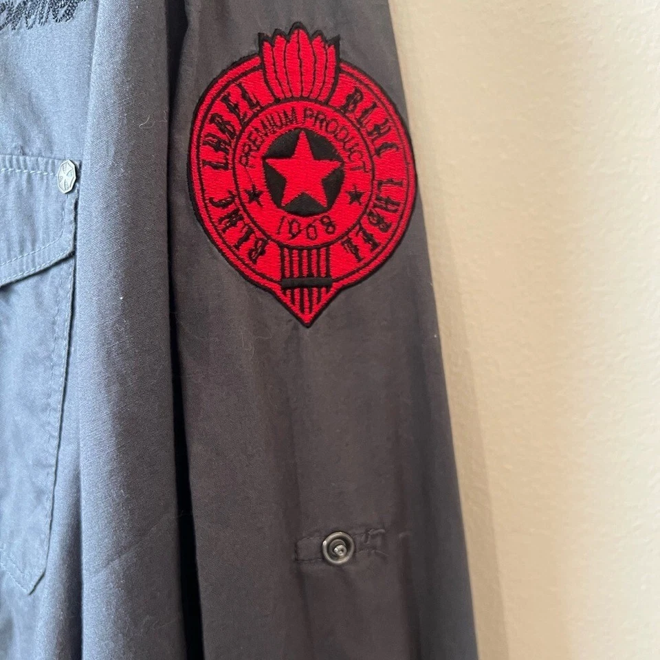 Blac Label Vintage Loyalty Forever Shirt Men's 4X Gray Snap Front Biker Y2K - Image 4 of 4