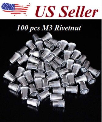 100pcs M3 3mm Aluminum Alloy Rivnut Flat Head Threaded Rivet Insert Nut 