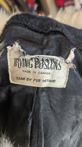 Irving Posluns Women's Coat Large Vintage Velvet Lamb Fur Trim Pea - Picture 7 of 8