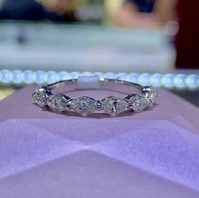 2Ct Marquise Cut Lab Created Diamond Wedding Band Ring 14K White Gold Plated