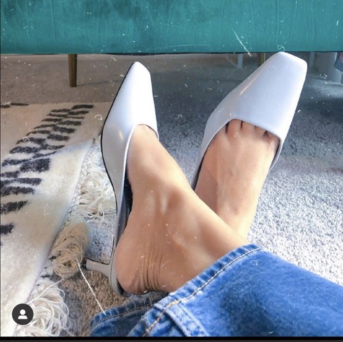 light blue square toe heels