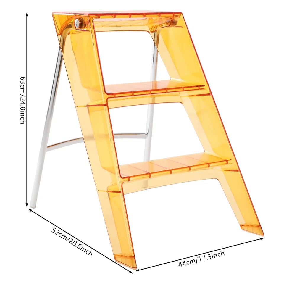 Orange Folding Step Stool for Adults 3 Step Ladder Folding Step Stool 44*52*63cm - Image 3 of 4