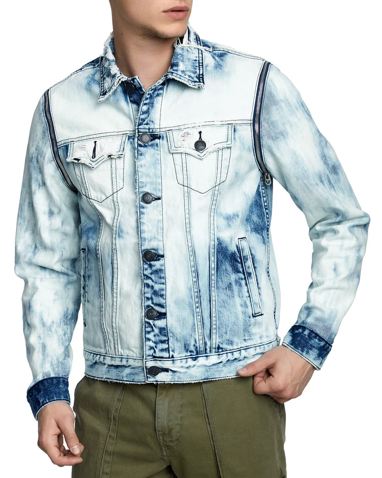 Abrigo chaqueta vaquera Danny True Religion para hombre desgastado nuevo con etiquetas