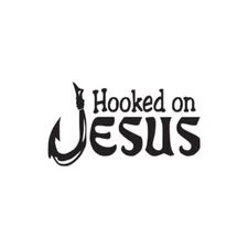 Hooked On Jesus Fishing - Decal Sticker - Multiple Color & Sizes - ebn375