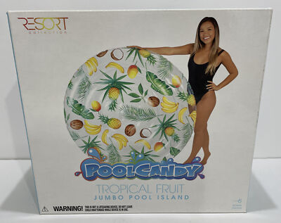 Pool Candy Tropical Fruit Jumbo Pool Island Float-Pineapple Coconut Bananas -New