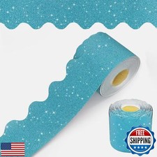 60 Feet Bulletin Board Borders, Glitter Scalloped Border Trim Holiday Decorat