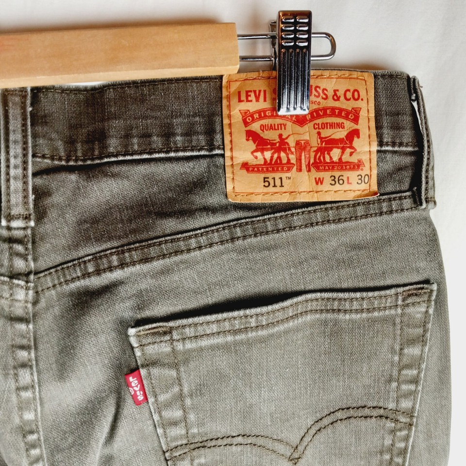 Levis 511 Mens Jeans Slim Fit Stretch Denim Pants 36" X 30" Washed