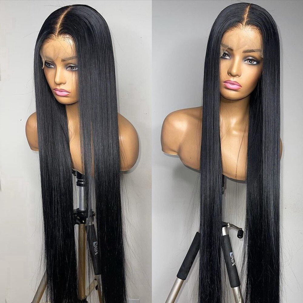 13x4 Lace Front Wig Long Straight Heat Resistant Synthetic Hair Pre Plucked Amazon.com : XCHJH Highlight Brown Synthetic Lace Front Wigs  main image 4