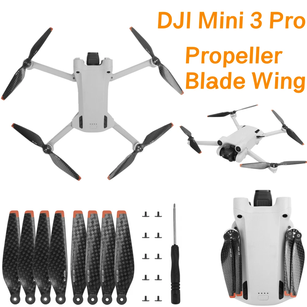 4 / 8pcs Aile d'hélice en fibre de carbone pour Mini 3 Pro Drone