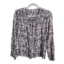 Lucky Brand Neutral Bohemian Peasant Blouse Size M