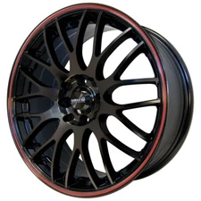 MAXXIM Maze Rim 17X7 5X110/5X115 Offset 40 Black/Red Stripe (Quantity of 1)