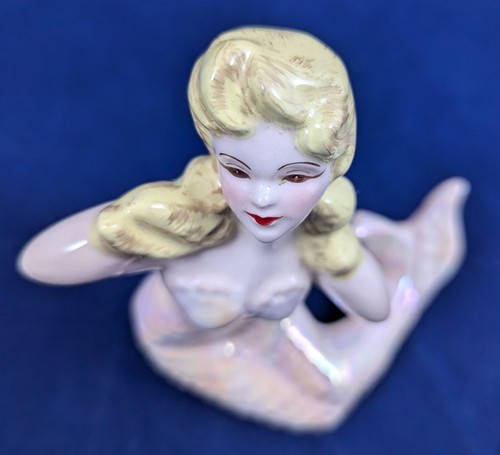 FLORENCE CERAMICS MERRYMAID MERMAID BLONDE PINK DRESS SITTING POSITION FIGURINE - Picture 3 of 7