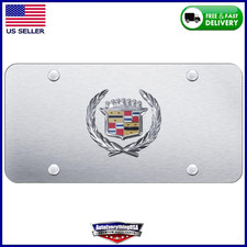 Au-tomotive Gold Logo License Plate For Cadillac Chrome On Chrome
