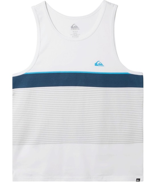 Quiksilver Mens Striped Graphic Tank Top, White, Small