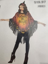 Halloween Poncho  Headpiece Costume 'Eat, Drink  Be Scary' Fits XS-XL NEW