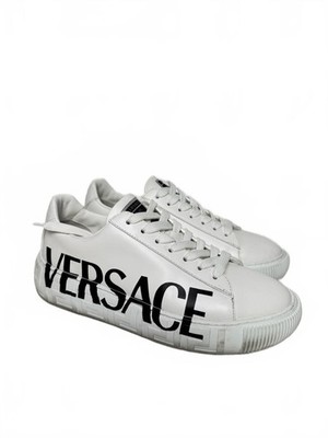 Versace Logo Print Greca Sole Leather Sneakers SZ 39 Women's