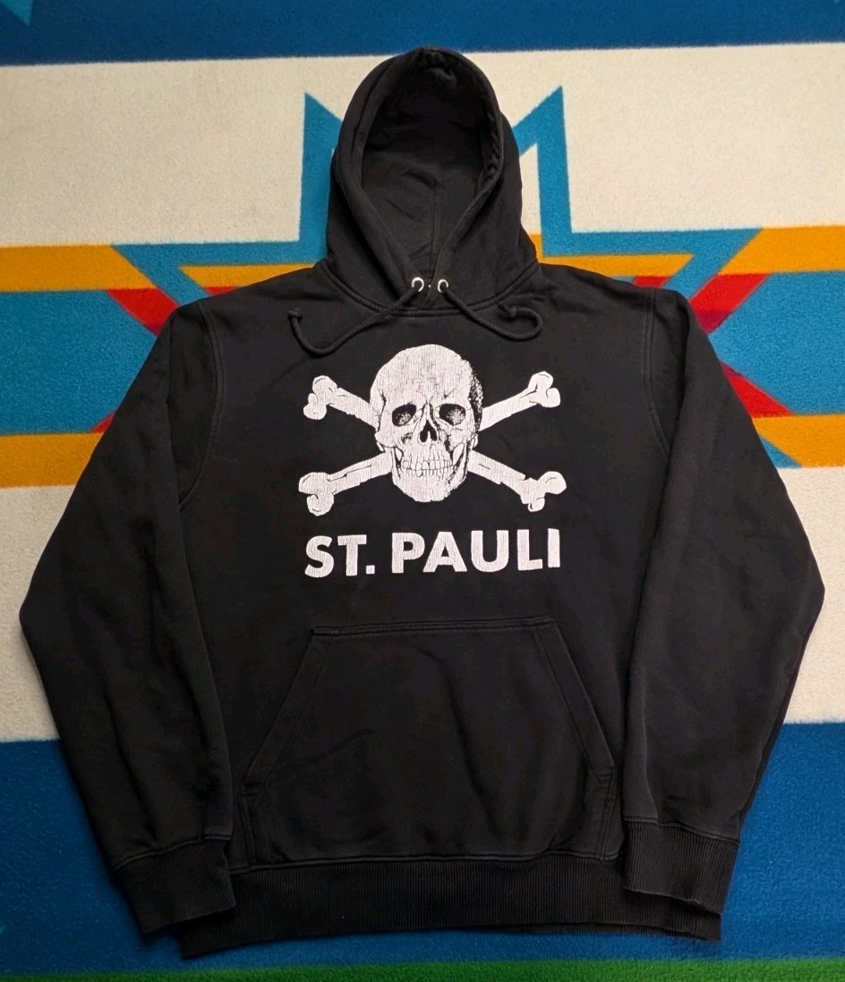 FC St. Pauli Hamburg Hoodie Pullover Sweatshirt Soccer Y2K Vintage Black Large